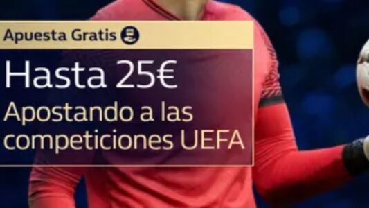 Apuesta en competiciones UEFA y consigue hasta 25€ en Apuesta Gratis