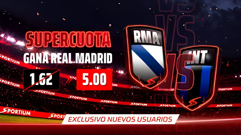 SUPERCUOTA REAL MADRID VS INTER: La victoria del Real Madrid a cuota 5.00